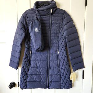 Michael Kors Packable Puffer Down Coat Navy Women’s Medium Quilted Jacket NWT